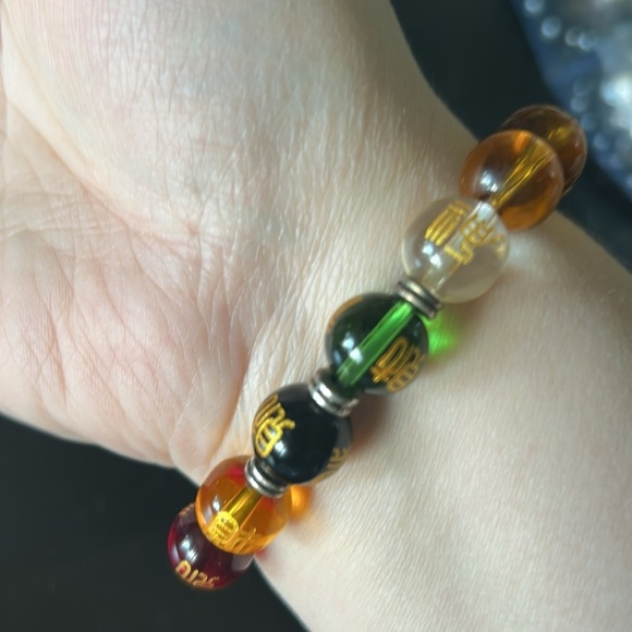 Citrine god of wealth feng shui Beaded Bracelet with Chinese Characters - Picture 3 of 4
